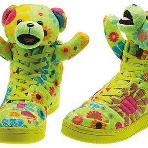 Adidas Original x Jeremy Scott Sneakers, Flower Power Bears, Size 7.5